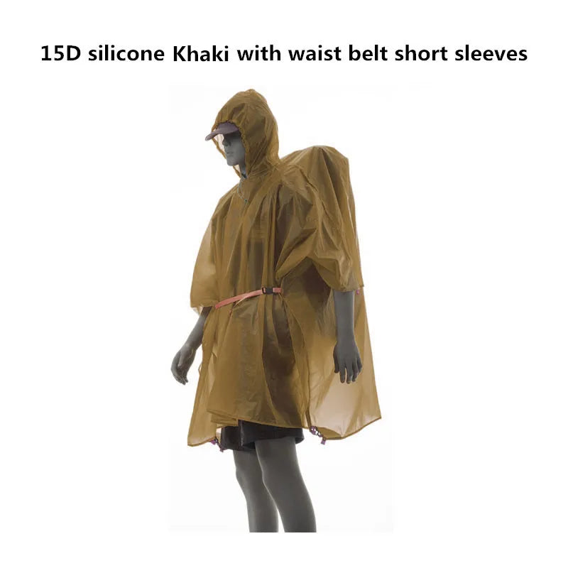 FLAME'S CREED 223G Single Person Ultralight Hiking Cycling Raincoat Outdoor Awning Camping Tarp Sun Shelter 15D Silicone Green