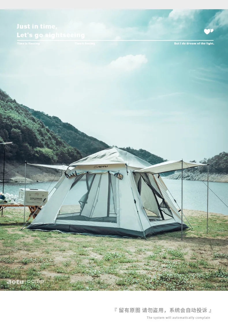AOTU 4-5 People Outdoor Automatic Quick Open Tent  Waterproof Camping Tent Family Instant Setup Tent with Carring Bag