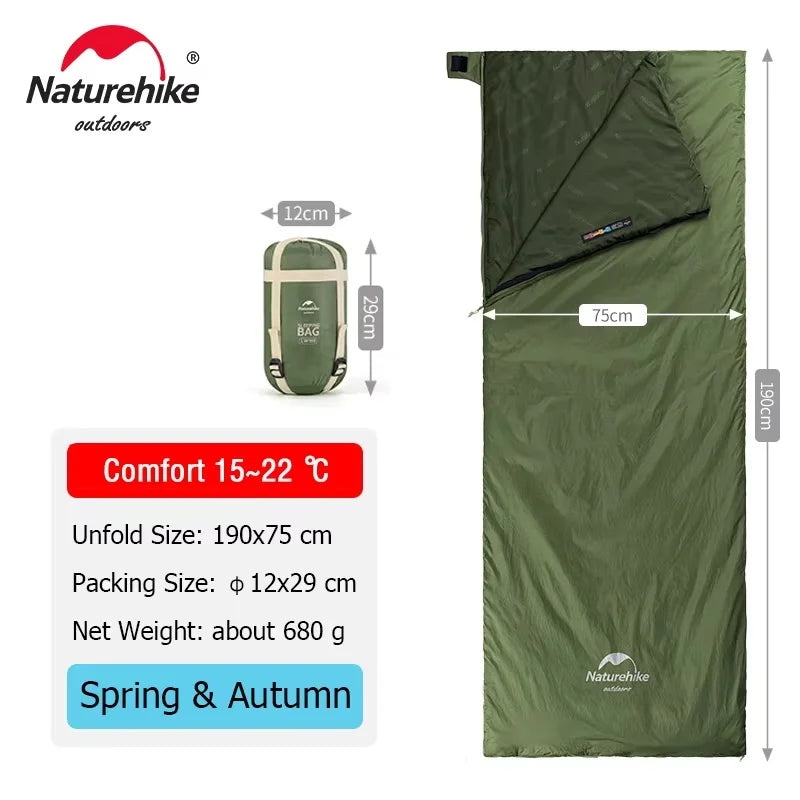 Naturehike LW180 Ultralight Sleeping Bag – Waterproof & Summer-Ready