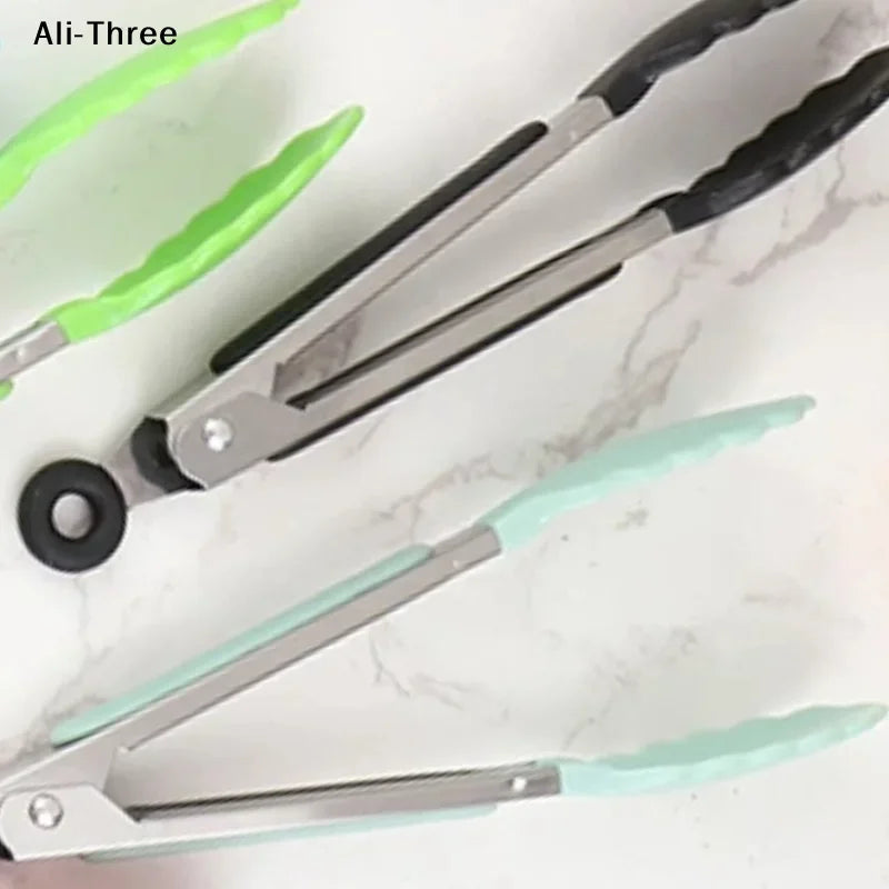 1Pcs 7inch Stainless Steel Food Clip BBQ Grill Steak Food Clip Non-slip Handle Bread Tong Party Kitchen Cooking Accessories