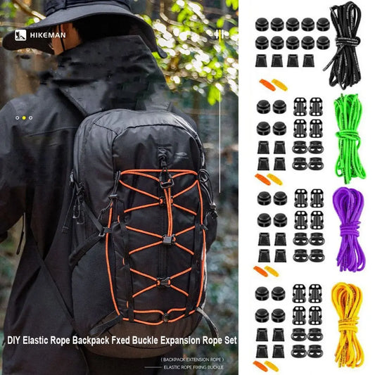 1Set Reflective DIY Elastic Rope 9 Styles Black Backpack Fxed Buckle Modification Rope Buckle Outdoor Camping Sports Accessories