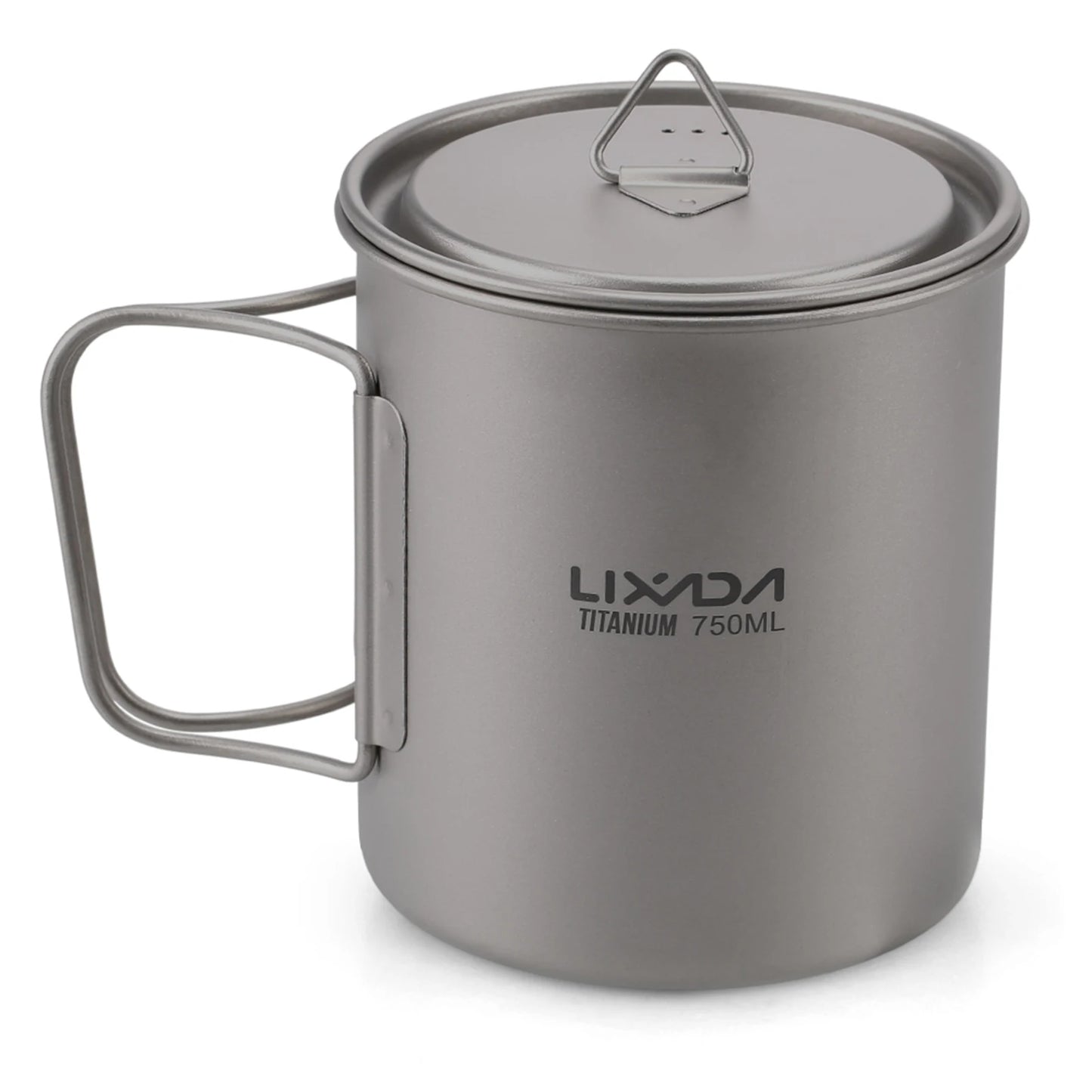 Lixada Water Cup Mug Titanium Water Cup Mug with Lid Handle Folding Spork for Outdoor Camping