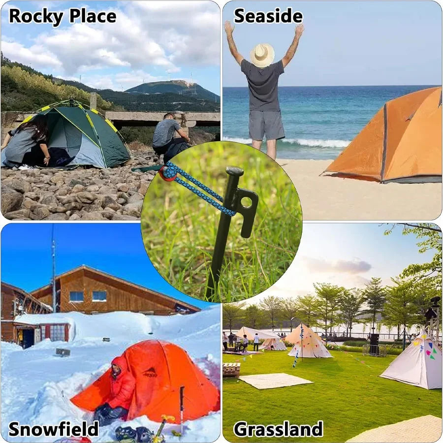 2/4 Pack Heavy Duty Steel Tent Stakes - Unbreakable & Inflexible,Super Strong for Camping, Weatherproof,Rust-Resistant