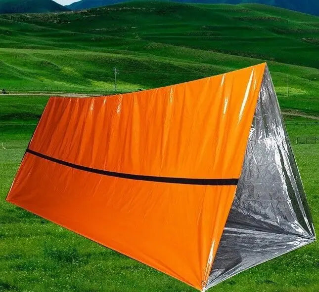 2 Person Emergency Shelter Bivy Survival Tent Kit Mylar Tube Tent Sleeping Bag Waterproof Outdoor SOS Thermal Blanket Reusable