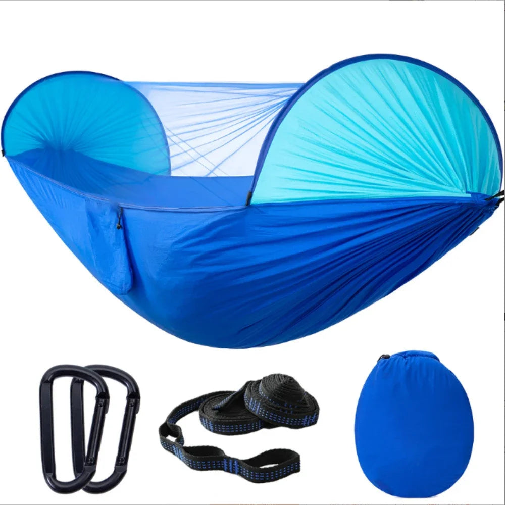 Camping Hammocks Mosquito Net Pop-Up Light Portable Outdoor Parachute Hammocks Swing Sleeping Hammock Camping Stuff Hanging Beds
