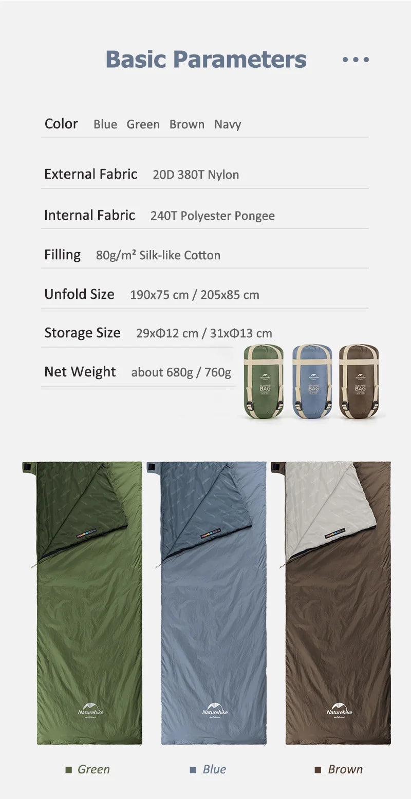 Naturehike LW180 Ultralight Sleeping Bag – Waterproof & Summer-Ready